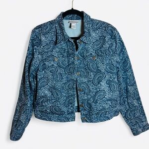 Jones Wear Blue Paisley Jean Jacket